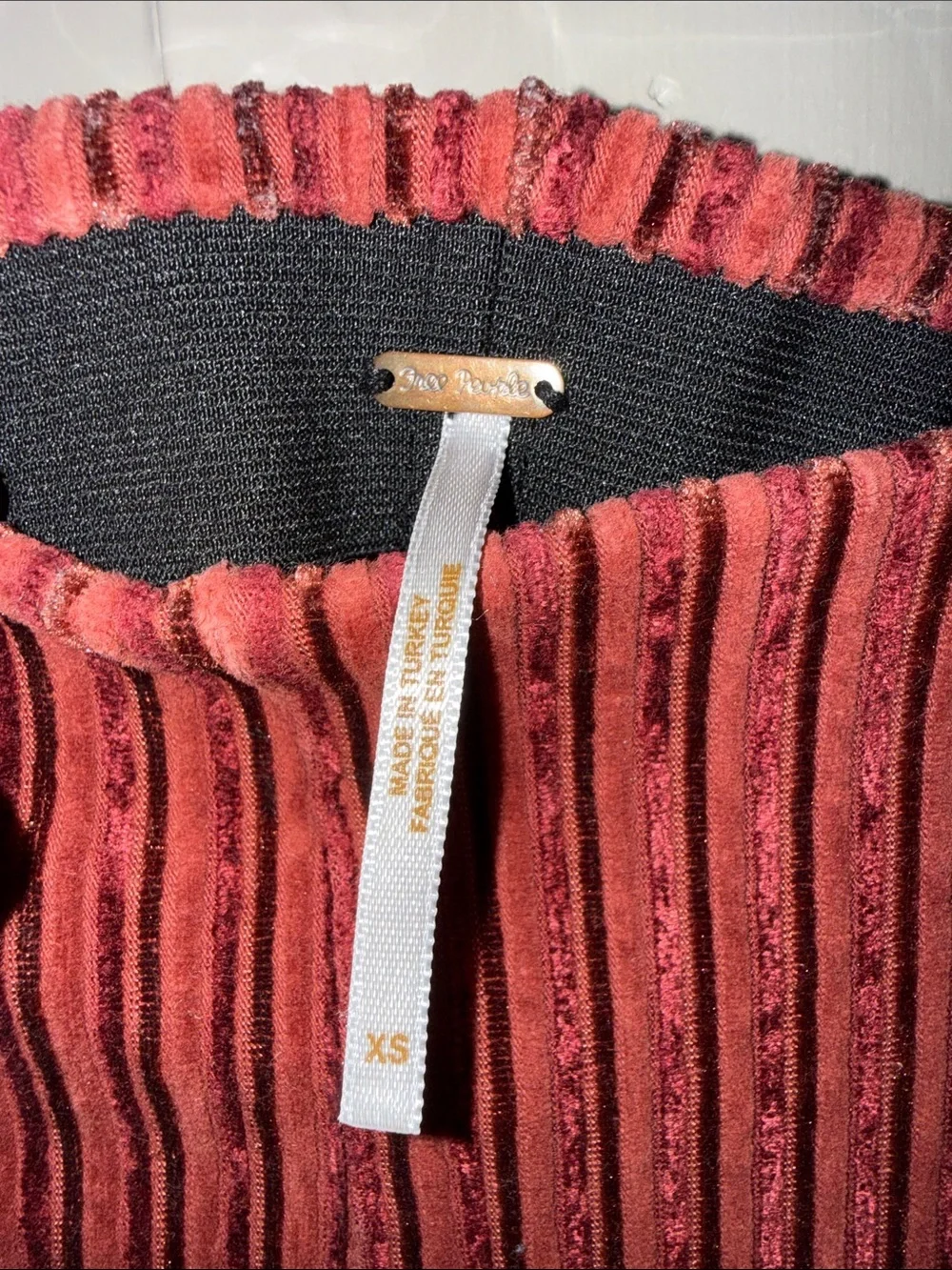 Free People Ribbed Velvet Pants in Deep Red